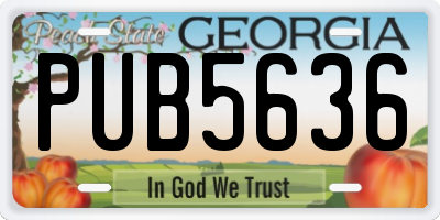 GA license plate PUB5636