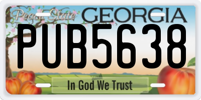 GA license plate PUB5638