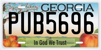 GA license plate PUB5696
