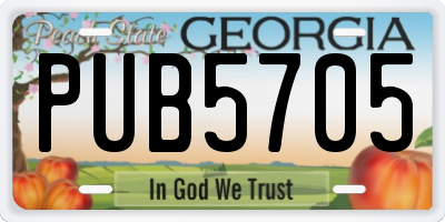 GA license plate PUB5705