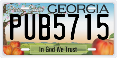 GA license plate PUB5715