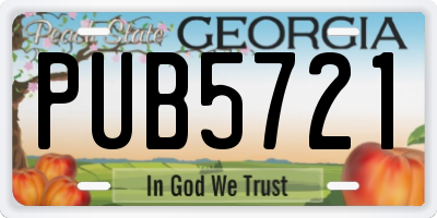 GA license plate PUB5721