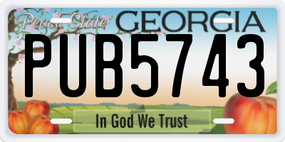 GA license plate PUB5743