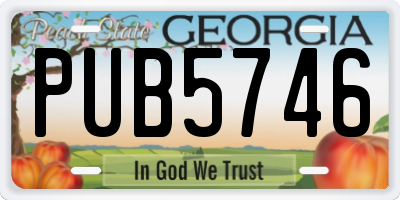 GA license plate PUB5746