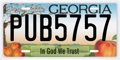 GA license plate PUB5757