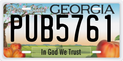 GA license plate PUB5761