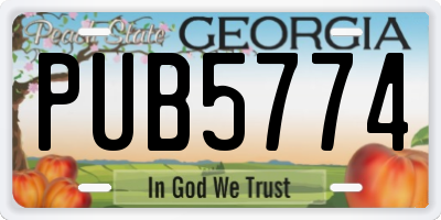 GA license plate PUB5774
