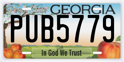 GA license plate PUB5779