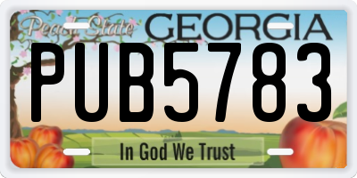GA license plate PUB5783