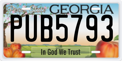 GA license plate PUB5793