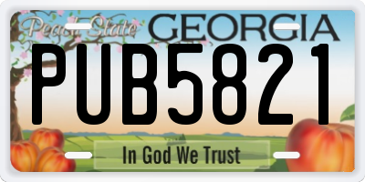 GA license plate PUB5821