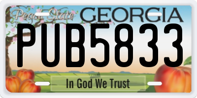 GA license plate PUB5833