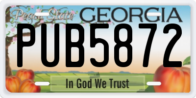 GA license plate PUB5872