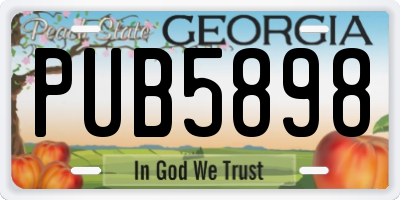 GA license plate PUB5898