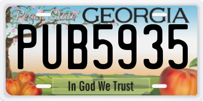 GA license plate PUB5935