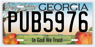 GA license plate PUB5976