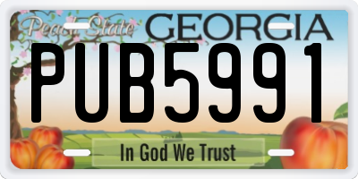 GA license plate PUB5991