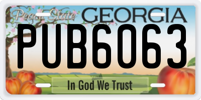 GA license plate PUB6063