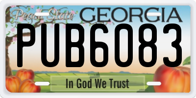 GA license plate PUB6083