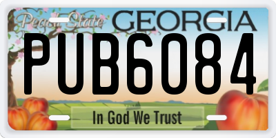 GA license plate PUB6084