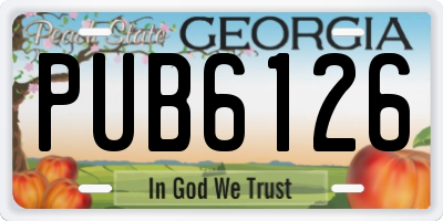 GA license plate PUB6126