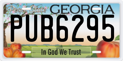 GA license plate PUB6295