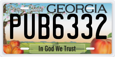 GA license plate PUB6332