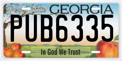 GA license plate PUB6335