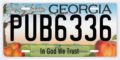 GA license plate PUB6336