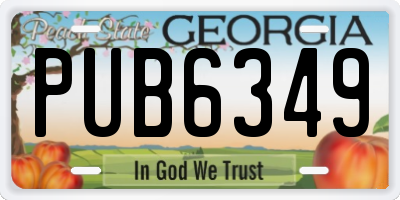 GA license plate PUB6349