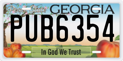 GA license plate PUB6354
