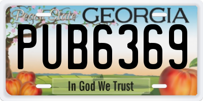 GA license plate PUB6369