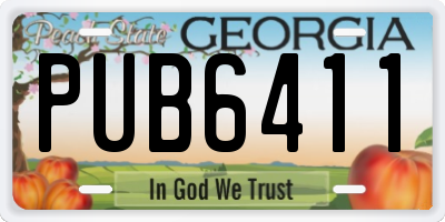 GA license plate PUB6411