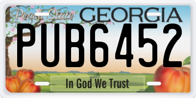 GA license plate PUB6452