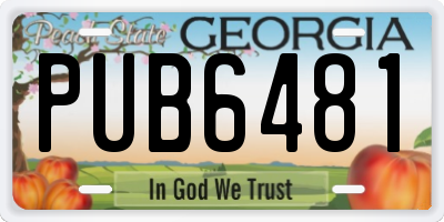 GA license plate PUB6481