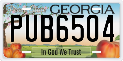 GA license plate PUB6504