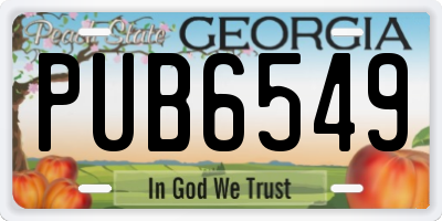 GA license plate PUB6549