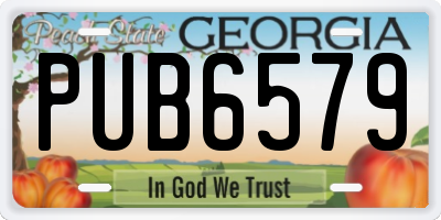 GA license plate PUB6579