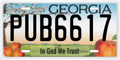 GA license plate PUB6617