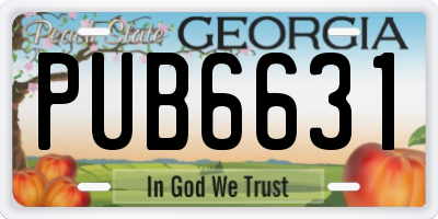 GA license plate PUB6631