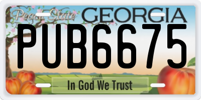 GA license plate PUB6675