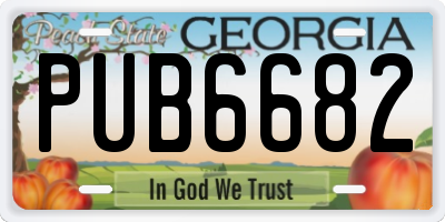 GA license plate PUB6682
