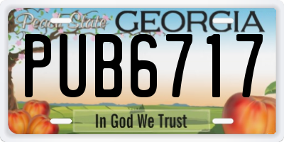 GA license plate PUB6717