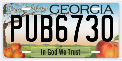 GA license plate PUB6730