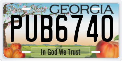 GA license plate PUB6740