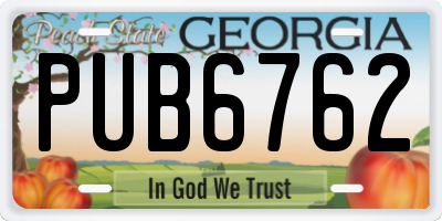 GA license plate PUB6762