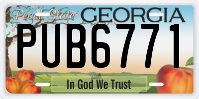 GA license plate PUB6771