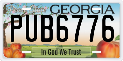 GA license plate PUB6776