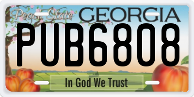 GA license plate PUB6808