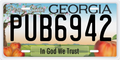 GA license plate PUB6942